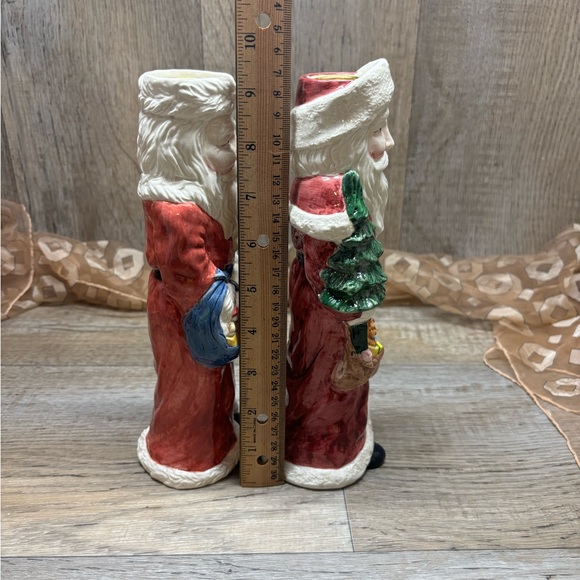 Set of Vtg Ceramic Santa Christmas Holiday Taper Candle Holders. 9.25” Tall - Picture 10 of 10
